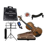 Kit Violino 4 4 Arco Partitura Afinador Espaleira Corda Case