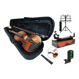 Kit Violino 4 4 Espaleira Afinador Estante Iniciante