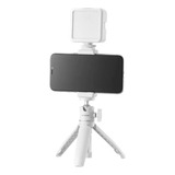 Kit Vlogger Youtuber Mini Tripé suporte Celular led Branco