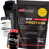 Kit Whey Protein 2kg   Bcaa   Creatina   Shaker