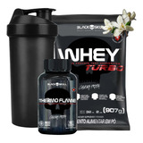 Kit Whey Protein Turbo Coqueteleira Thermo Flame Black Skull