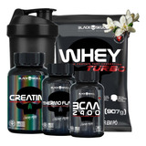 Kit Whey Turbo Bcaa Creatina Caps Thermo Flame Coqueteleira