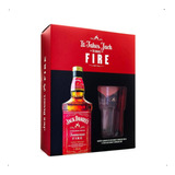 Kit Whisky Jack Daniels Fire 1l + 1 Copo Exclusivo De Vidro