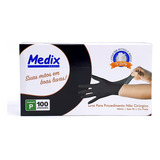 Kit X 100 Luvas Descartáveis Antiderrapantes Medix Procedimento Nitrilo Tamanho P Cor Preto