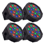 Kit X 5 Canhões Canhão 18 Led Refletor Slim Strobo 64 Rgb Dmx Wash Iluminacao Dj Decoração Festa Profissional 110v 220v