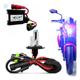 Kit Xenon Moto Fazer Farol Foco Simples H4 2 Azulado 8000k
