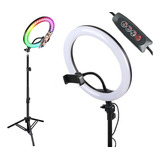 Kit Youtuber Led Ring Light Refletor Rgb Suporte Celular 5w Usb