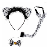 Kit Zebra Luxo Com Tiara Gravata E Cauda