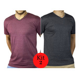 Kit2 Camiseta Blusa Masculina Gola V