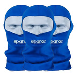 Kit3 Touca Ninja Balaclava Kart Sparco Moto Ciclismo Corrida Cor Azul Desenho Do Tecido Liso Tamanho Universal