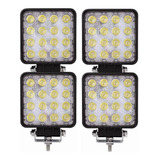 Kit4 Farol Milha 16 Leds 48w 3000lm 12v Off road Caminhão