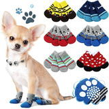 Kit4 Meias Pet Antiderrapante Sapatinhos Para Cachorro Gato