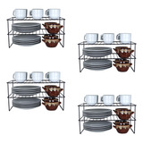 Kit4 Organizador Rack Armário 3 Níveis 40cm Cozinha Despensa