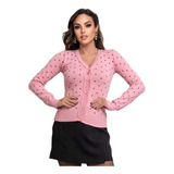Kit5 Blusas De Frio Casaquinho Suéter Tricot Com Botões