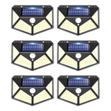 Kit6 Luminária Solar Jardim 100 Led Com Sensor Presença