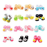 Kits 6 Meias Pares Pantufas 3 D Bebê Com Sino