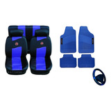 Kits Azul Capas De Carro Pedaleira Tapetes Uno Siena Palio