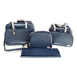 Kits Bolsas Maternidade 04 Pecas Flex Luxo Azul Marinho