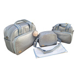 Kits Bolsas Maternidade 04 Peças Luxo Azul Bebê Cintilante