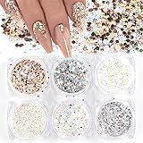 Kits De Glitter Holográficos Para Unhas Com Lantejoulas 6 Caixas De Unhas 3D Com Glitter Metálico Brilhante Flocos De Acrílico Pó Para Decoração De Unhas Pontas Holográficas De Manicure