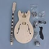 Kits De Guitarra Elétrica DIY Com Utensílios Rígidos Elétricos Tampa De Bordo De Madeira De 3 Camadas E Corpo De Guitarra Oca Braço De Guitarra De Mogno E Placa De Traste De Jacarandá Com Encadernação Inacabada Todas As Peças Incluídas