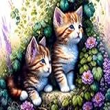 Kits De Pintura De Diamante De Gato Para Adultos Iniciantes Kits De Arte De Diamante De Gato De Flor Para Adultos Broca Completa Faça Você Mesmo Pintura De Diamante 5D Gema De Gato Kits De