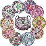 Kits De Porta Copos De Arte De Pintura De Diamante 10 Peças Porta Copos De Pintura De Diamante De Mandala Com Suporte Artes E Artesanato Para Adultos