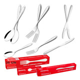Kits Jogo Garfo Faca Colher Sobremesa Em Inox 36 Un Prata