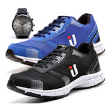Kits Tênis Feminino Masculino Treino 2 Pares Brinde Relógio