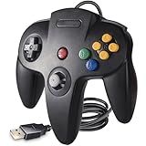 Kiwitatá Controlador USB Clássico N64- Retrô N64 Bit USB Com Fio- Controle De Jogos Para PC- Windows PC- Mac E Raspberry Pi 3- Preto