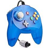 KIWITATA Retro Mini Controller For N64 Console- Classic N64 Wired 64-bit Remote Game Controller Upgraded Joystick Gamepad Replacement Clear Blue