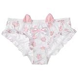 KKmeter Calcinha Feminina De Cintura Baixa Com Estampa De Pata E Orelhas De Gato E Laço- Rosa- M