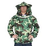 KKmoon Fato De Apicultura Jaqueta De Abelha Com Véu De Chapéu De Apicultura Com Zíper Fato De Apicultor Profissional Mangas Protetoras De Apicultura Camuflagem Roupas De Apicultura Para Homens E Mulh