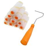 KKUANG 1 Conjunto De 11 Conjunto De Cilindro De Escova De Rolo Com Alça Mini Cabeça De Escova De Rolo Mistura De Fio De Algodão De 10 Cm Para Pintura De Parede De Varredura De Fenda Pintura De