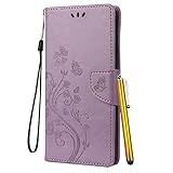 Klapber Capa De Celular Para Samsung Galaxy A12 Capa Carteira De Couro Para Galaxy A12 Com Compartimento Para Cartão E Suporte Capa Flip Fina De Silicone TPU Macio Para Samsung A12 Violeta