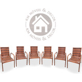 Km Móveis   Decor Cadeiras Varanda Kit X 6 Resistente Area Externa Jardim Luxo