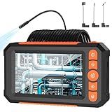 KMDES Câmera Endoscópio Com Luz Tela IPS De 4 3 Polegadas Câmera De Boroscópio Industrial Câmera De Inspeção HD 1080p Com 8 Luzes LED Endoscópio De Esgoto Impermeável IP67 Escopo Semirrígido De