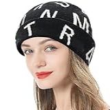 KMOLY Gorro Despojado Para Mulheres Gorro De Malha Y2K Gráfico De Letras Chapéus De Caxemira De Inverno Para Mulheres E Homens Preto Tamanho Único