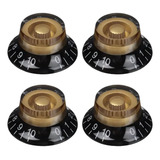 Knob Black Gold Top Hat Les Paul Sg Kit 4 Peças