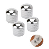 Knob Metal P Guitarra E Baixo De Pressão Prata Kit C 4 Pçs
