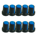 Knob Potenciômetro Eixo Estriado 6mm 481 10 Peças Azul
