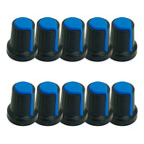 Knob Potenciômetro Eixo Estriado 6mm 481 10 Peças Azul
