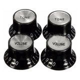 Knob Preto Black Top Hat Les Paul Sg Kit 4 Peças 2v 2t