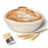 Koackl Banneton Cesta Redonda à Prova De Pão- 23 Cm- Suprimentos Para Assar Pão Fermentado Com Forros De Pano