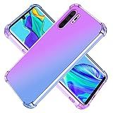 KOARWVC Capa Para Huawei P30 Pro VOG L29 VOG L04 Capa Transparente Gradiente Fina Antiarranhões TPU à Prova De Choque Capa Protetora Para Celular Para Huawei P30 Pro Roxo Azul 