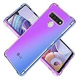 KOARWVC Capa Para Stylo 6 Capa Para LG K71 LMQ730TM Capa Transparente Gradiente Fina Antiarranhões TPU à Prova De Choque Capa Protetora Para Celular Para LG Stylo 6 Roxo Azul 
