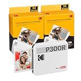 KODAK Impressora Fotográfica Portátil Mini 3 Retro 4PASS  7 6 X 7 6 Cm    Pacote De 68 Folhas  Branco