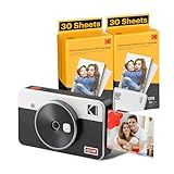 KODAK Mini Shot 2 Retro 4PASS Câmera Digital Instantânea 2 Em 1 E Impressora Fotográfica 5 3 X 8 6 Cm Pacote De 68 Folhas Branco