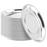 KOHAND 20 Peças De Pratos De Jantar De Aço Inoxidável Prateado Pratos Redondos De Metal Pratos Práticos De Servir Para Frutas Refeições Sobremesas Churrascos