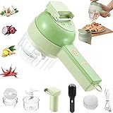 KOIX Cortador Ralador De Legumes Elétrico Portátil 4 Em 1 Mini Triturador De Lama Elétrico De Alho Cortador Multifuncional De Frutas Vegetais Triturador De Legumes E Pimenta Ferramenta De Cozinha